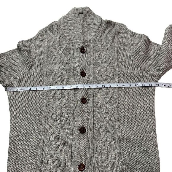 Asos Gray Fisherman Knit Button Front Cardigan Sweater Mens Medium Cozy Casual - Picture 6 of 10